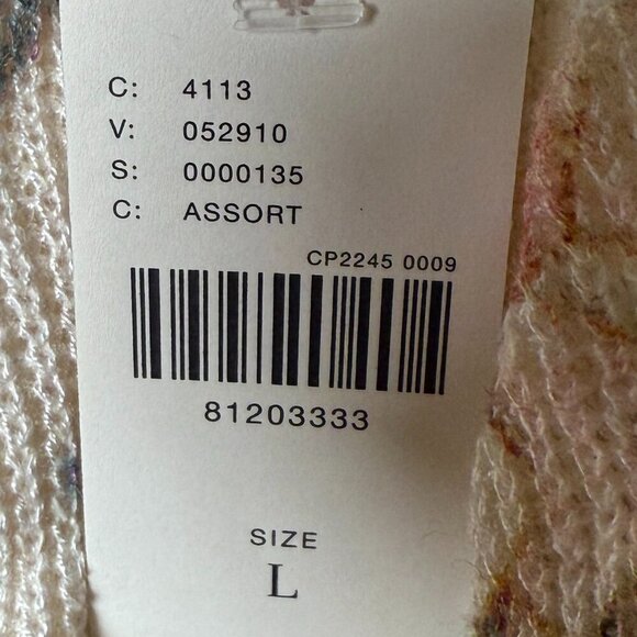 NWT Anthropologie Printed V-Neck Sweater Floral Pullover Sz Large Cream - Picture 3 of 11